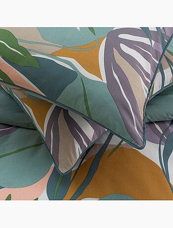 Tweepersoons dekbedovertrekset omkeerbaar katoen met plantenprint – Future Home