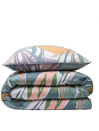 Tweepersoons dekbedovertrekset omkeerbaar katoen met plantenprint – Future Home
