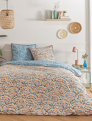 Tweepersoons dekbedovertrekset 'ORIANE' omkeerbaar katoen meerkleurig – Future Home