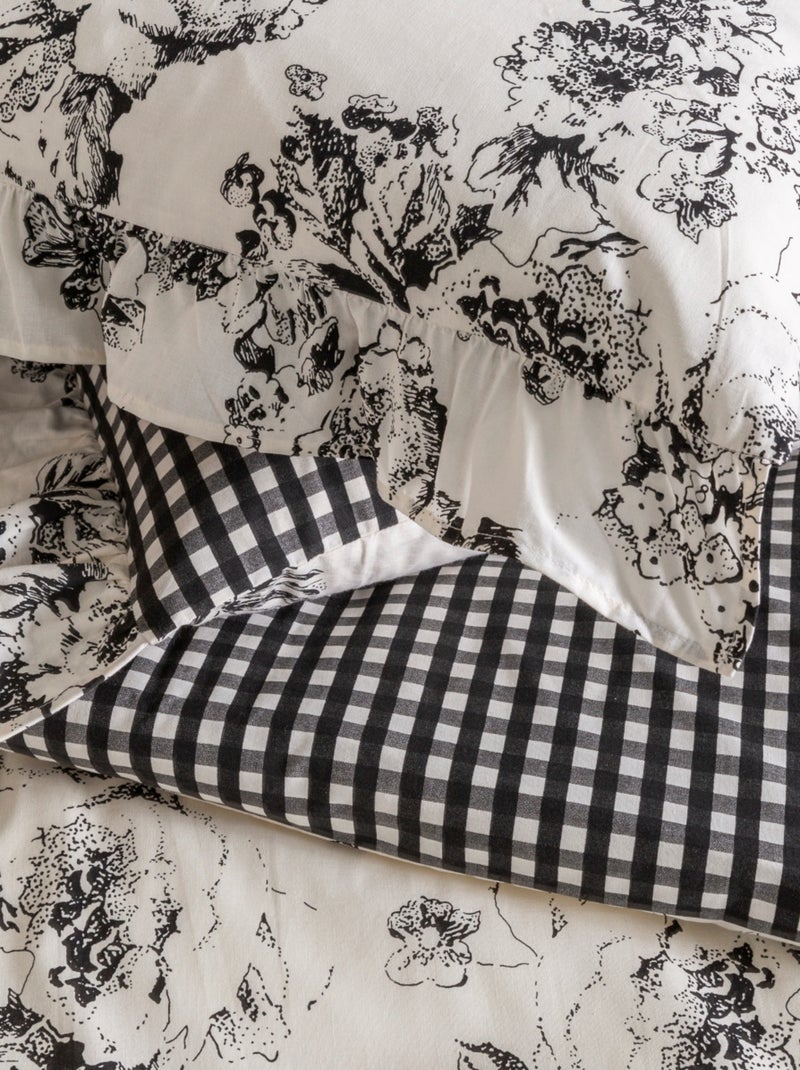 Tweepersoons dekbedovertrekset 'ORNELLA' omkeerbaar katoen 240 x 260 cm – Future Home Ecru - Kiabi