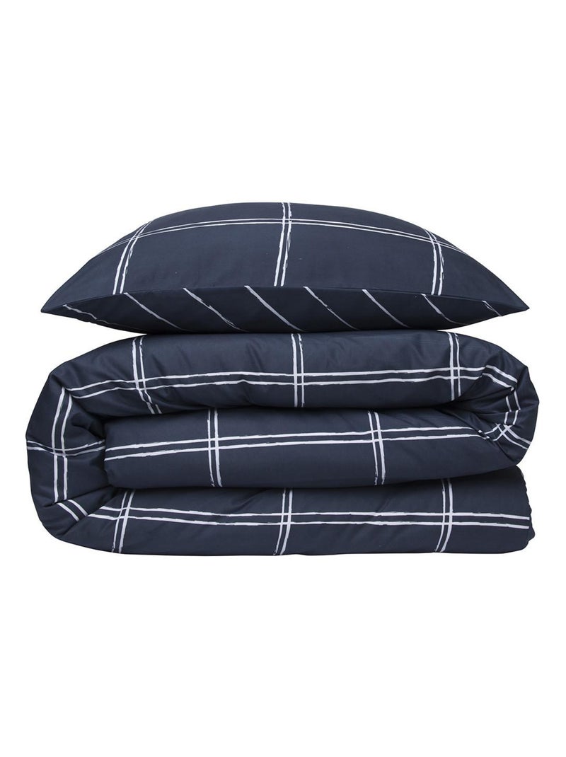 Tweepersoons dekbedovertrekset 'RUBEN' omkeerbaar met ruitmotief blauw – Future Home Blauw - Kiabi