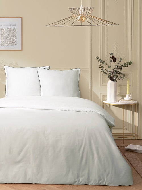Tweepersoons dekbedovertrekset 'TALIE' katoensatijn met print wit – Future Home - Kiabi