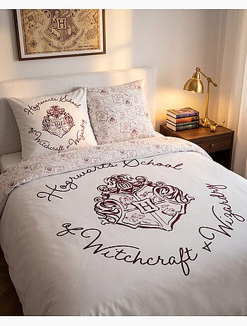 Tweepersoonsbed Harry Potter 240x220cm + 2 Kussensloopen 65x65cm – Zweinstein Bordeaux – Polykatoen