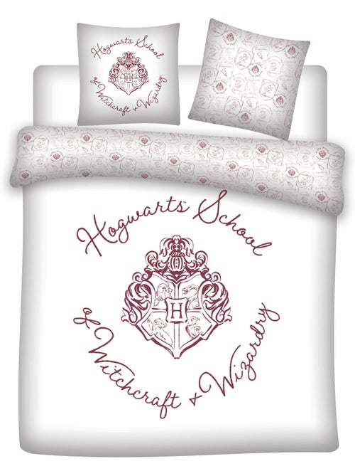 Tweepersoonsbed Harry Potter 240x220cm + 2 Kussensloopen 65x65cm – Zweinstein Bordeaux – Polykatoen - Kiabi