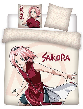 Tweepersoonsbed Naruto Sakura 240x220 cm + 2 Slopen 65x65 cm Katoenmix Omkeerbaar