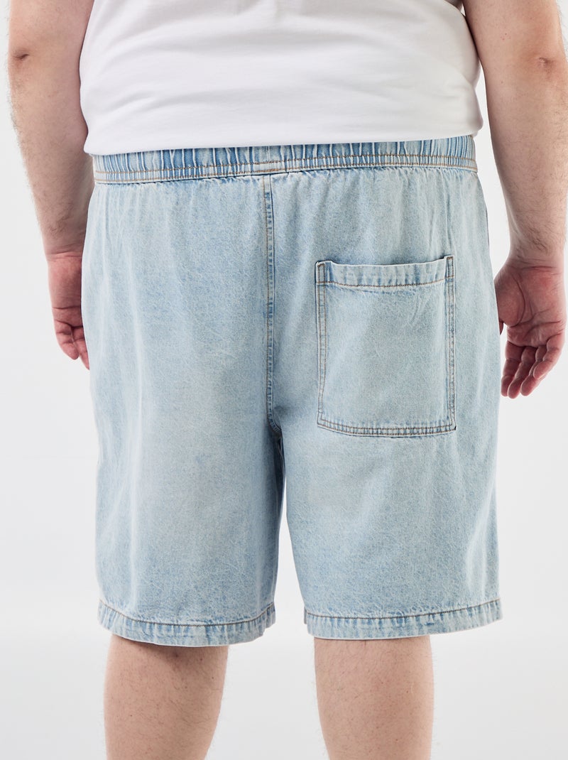 Twill bermuda met trekkoordjes Blauw - Kiabi