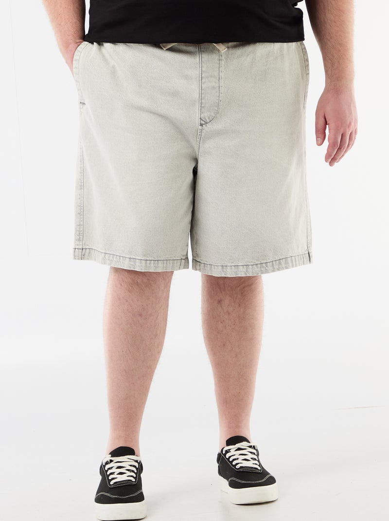 Twill bermuda met trekkoordjes Grijs - Kiabi