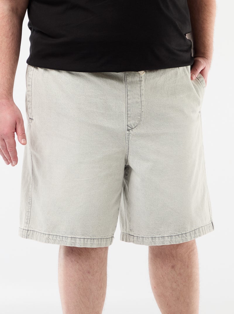 Twill bermuda met trekkoordjes Grijs - Kiabi