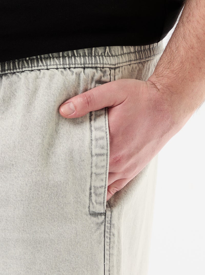 Twill bermuda met trekkoordjes Grijs - Kiabi