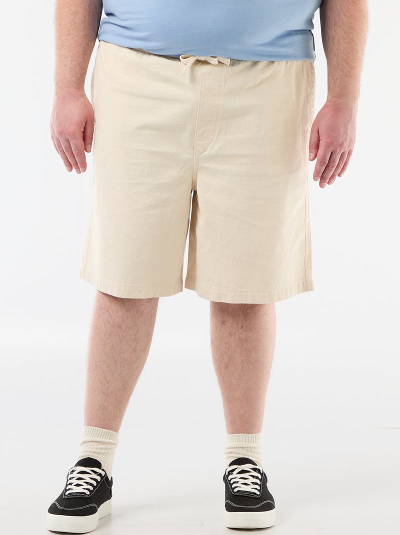 Twill bermuda met trekkoordjes Wit - Kiabi