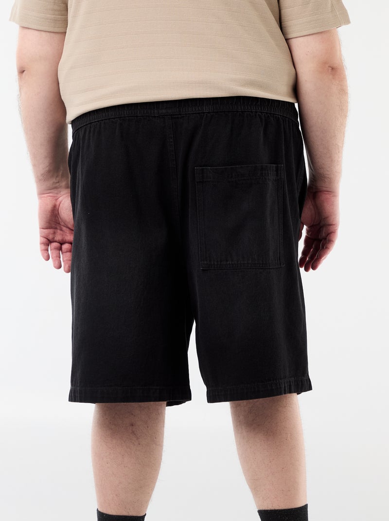 Twill bermuda met trekkoordjes Zwart - Kiabi