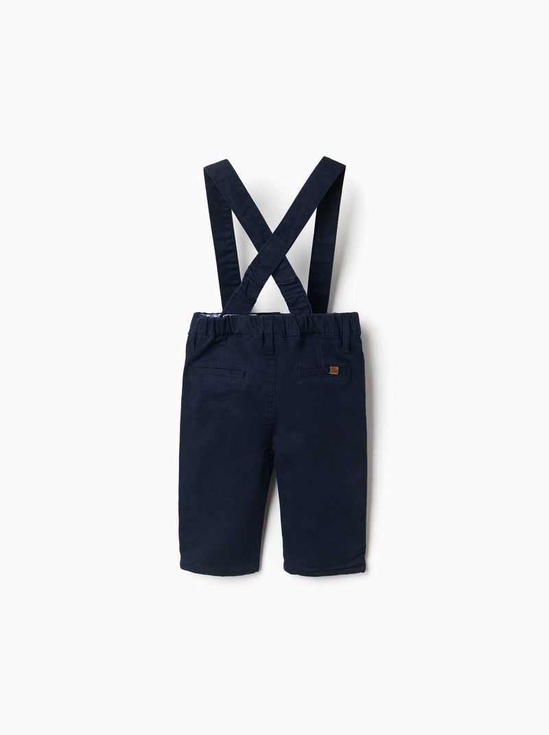 Twill broek met afneembare bretels Donkerblauw - Kiabi