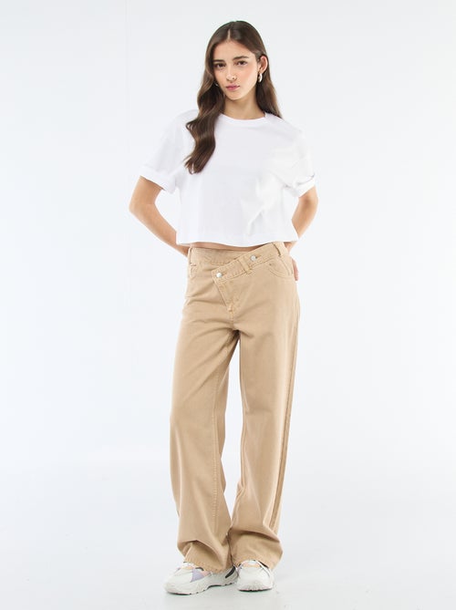 Twill broek met asymmetrische opening - Kiabi