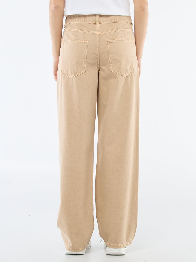 Twill broek met asymmetrische opening Biege - Kiabi