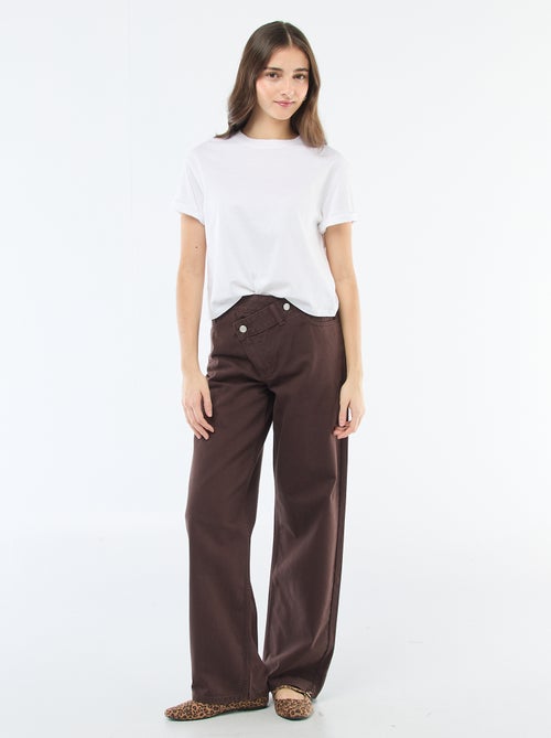 Twill broek met asymmetrische opening - Kiabi