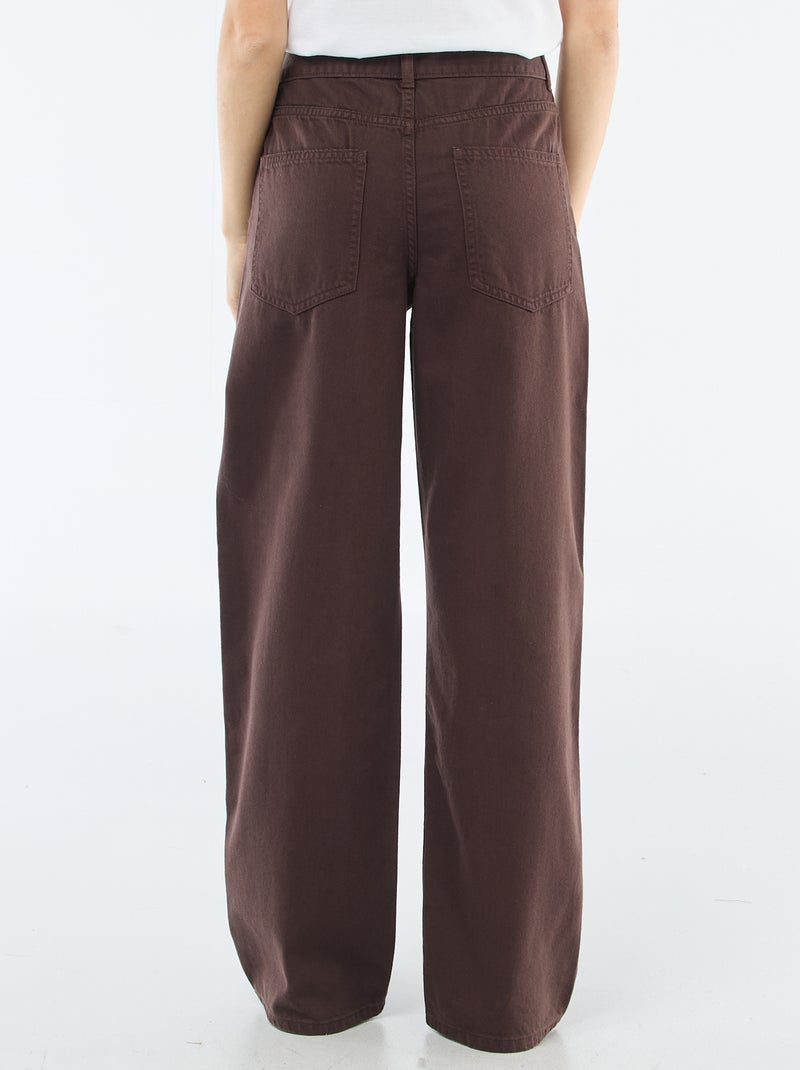 Twill broek met asymmetrische opening Bruin - Kiabi
