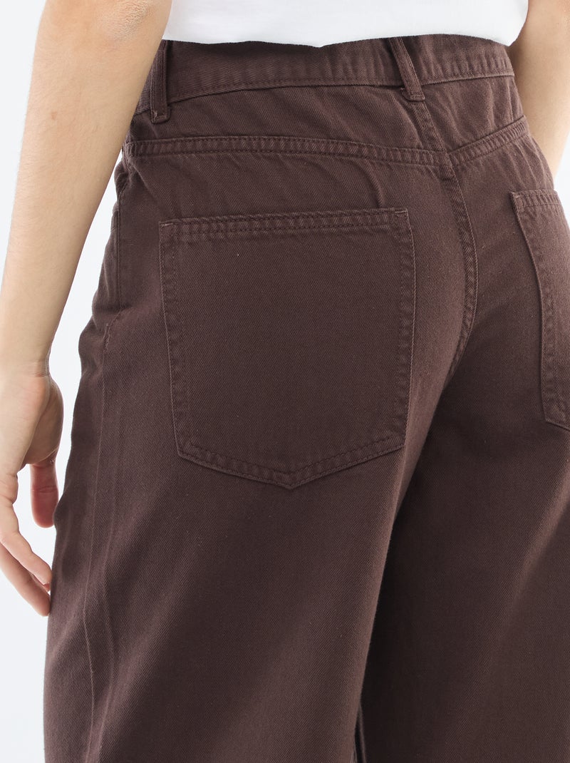 Twill broek met asymmetrische opening Bruin - Kiabi
