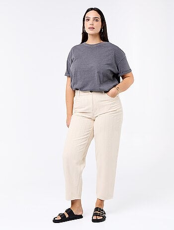 Twill broek met verticale, speelse slijtageplekken
