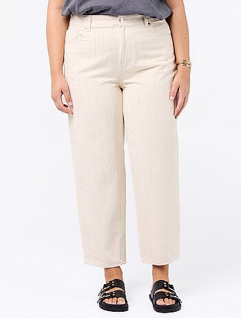 Twill broek met verticale, speelse slijtageplekken
