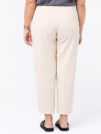 Twill broek met verticale, speelse slijtageplekken