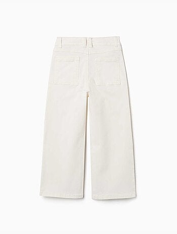 Wijde twill broek met vier zakken