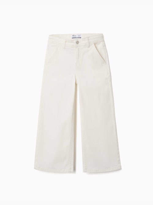 Twill broek met wijde pijpen en vier zakken - Kiabi Twill broek met wijde pijpen en vier zakken - Kiabi