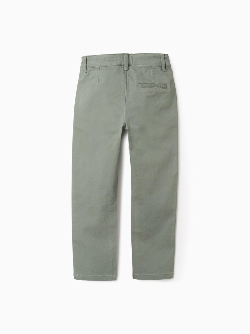 Twill chino broek 'slim fit' Donkergroen - Kiabi