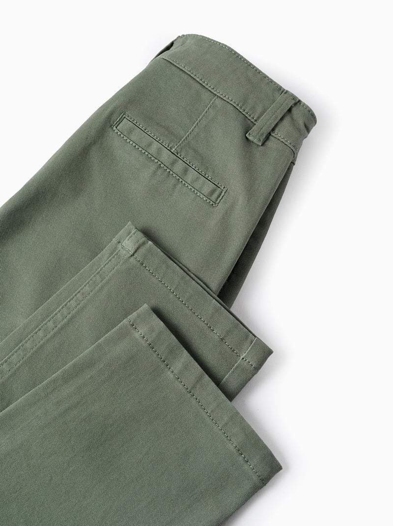 Twill chino broek 'slim fit' Donkergroen - Kiabi