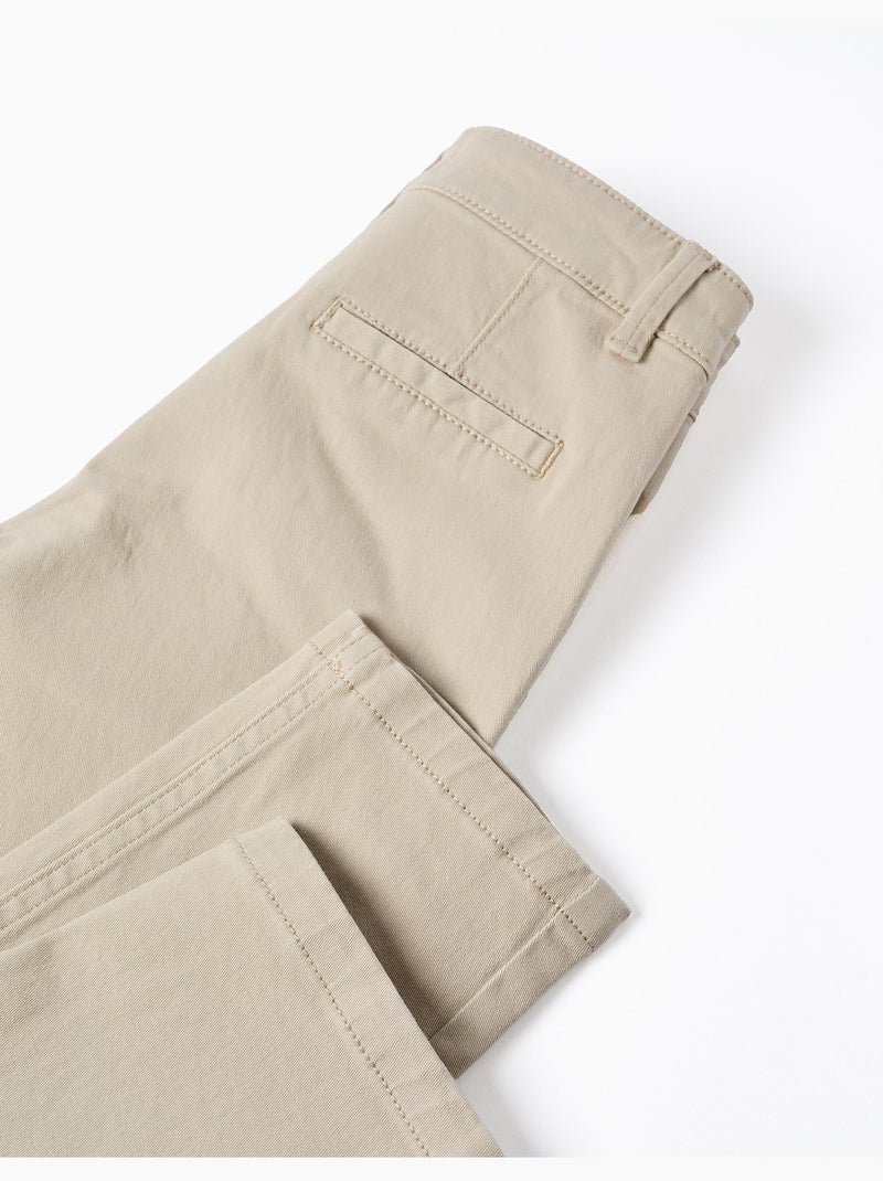Twill chino broek 'slim fit' Lichtbeige - Kiabi