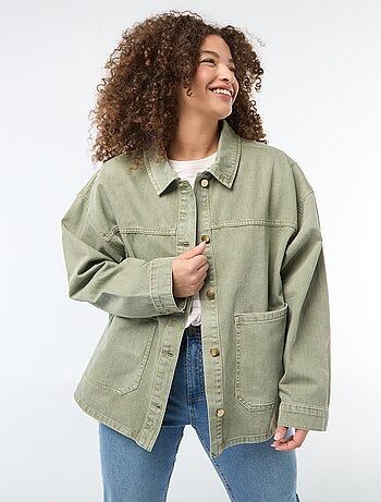 Twill overshirt met 2 opgestikte zakken