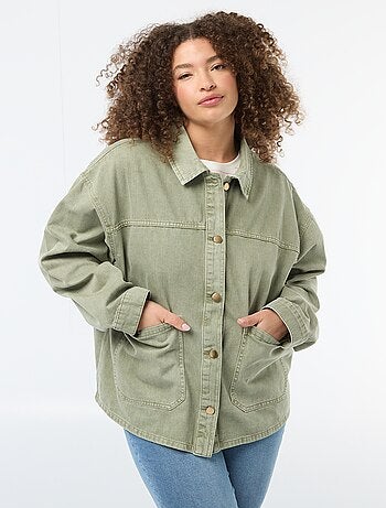 Twill overshirt met 2 opgestikte zakken