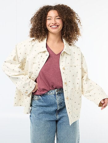 Twill overshirt met 2 opgestikte zakken