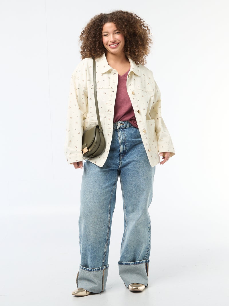 Twill overshirt met 2 opgestikte zakken Wit - Kiabi