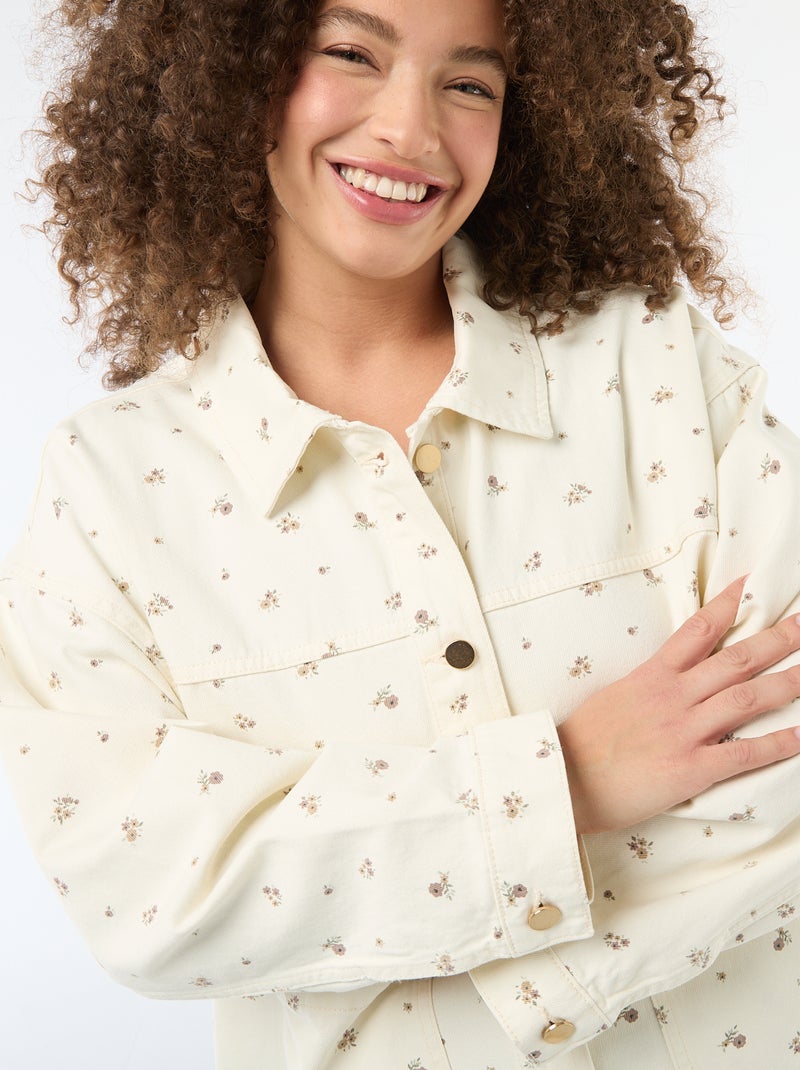 Twill overshirt met 2 opgestikte zakken Wit - Kiabi