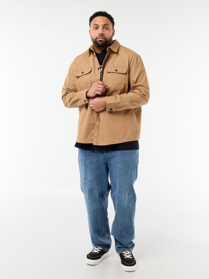 Twill overshirt met borstzakken met klep Biege - Kiabi