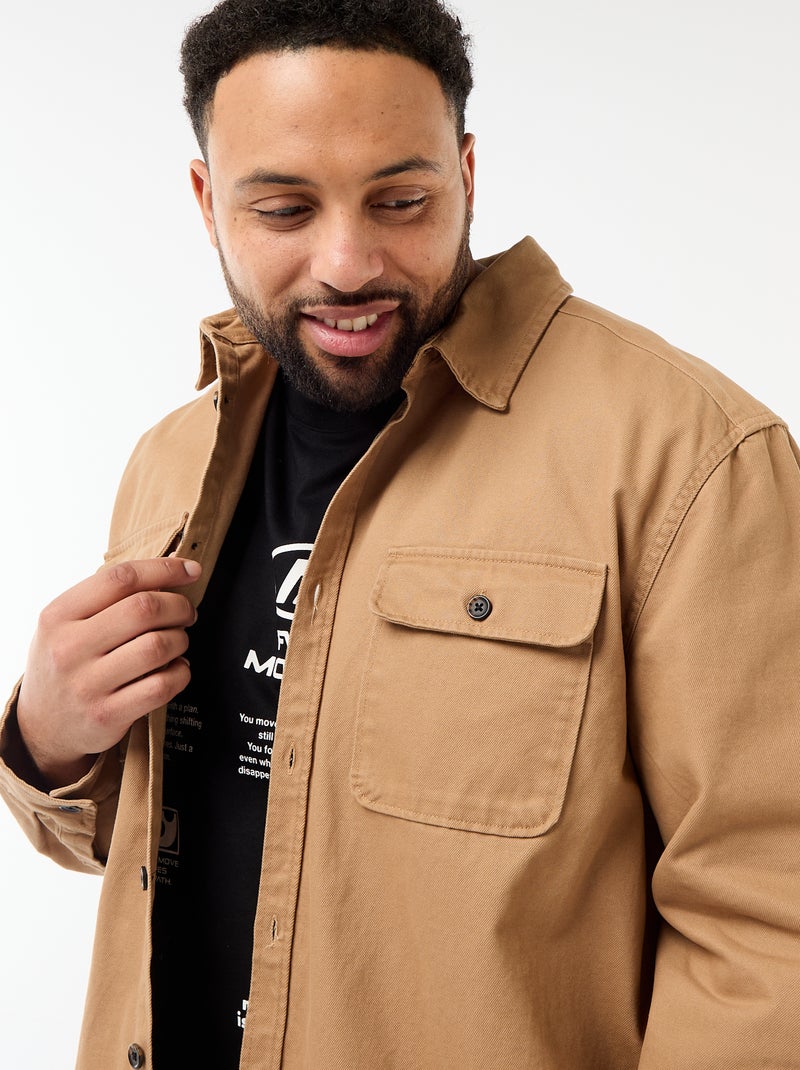 Twill overshirt met borstzakken met klep Biege - Kiabi