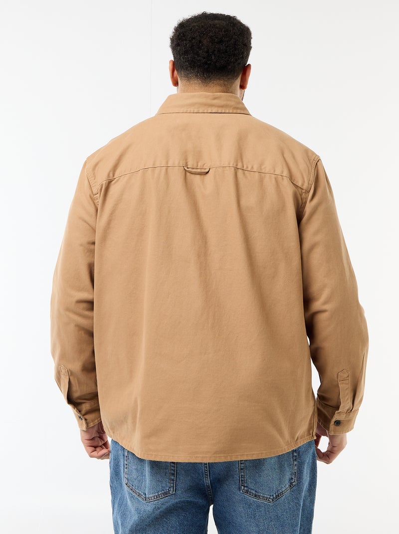 Twill overshirt met borstzakken met klep Biege - Kiabi