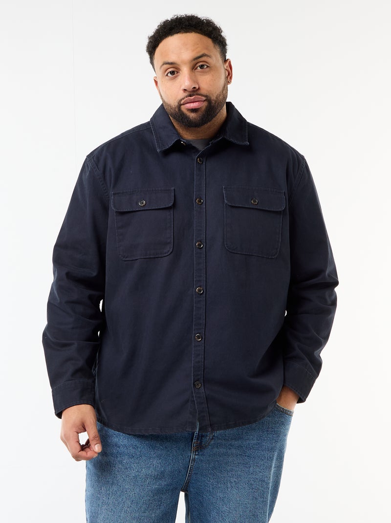Twill overshirt met borstzakken met klep Blauw - Kiabi