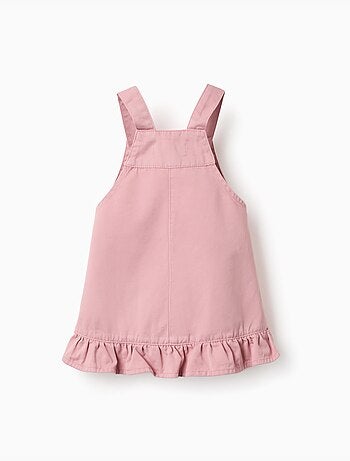 Twill pinafore jurk met gerafelde zoom