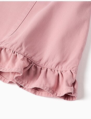 Twill pinafore jurk met gerafelde zoom