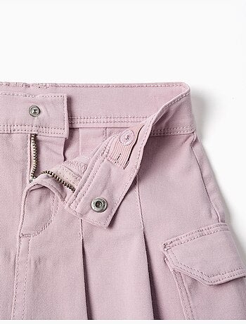 Twill rok met plooien en cargozakken