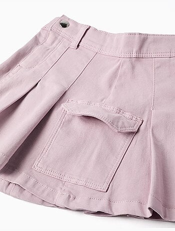 Twill rok met plooien en cargozakken