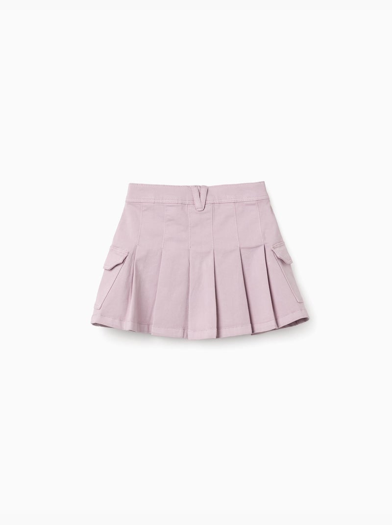 Twill rok met plooien en cargozakken Lila-mauve - Kiabi