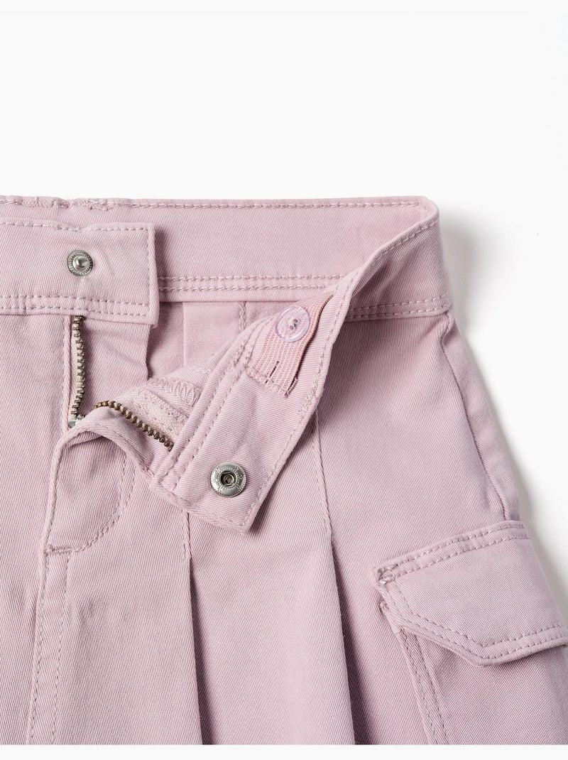 Twill rok met plooien en cargozakken Lila-mauve - Kiabi