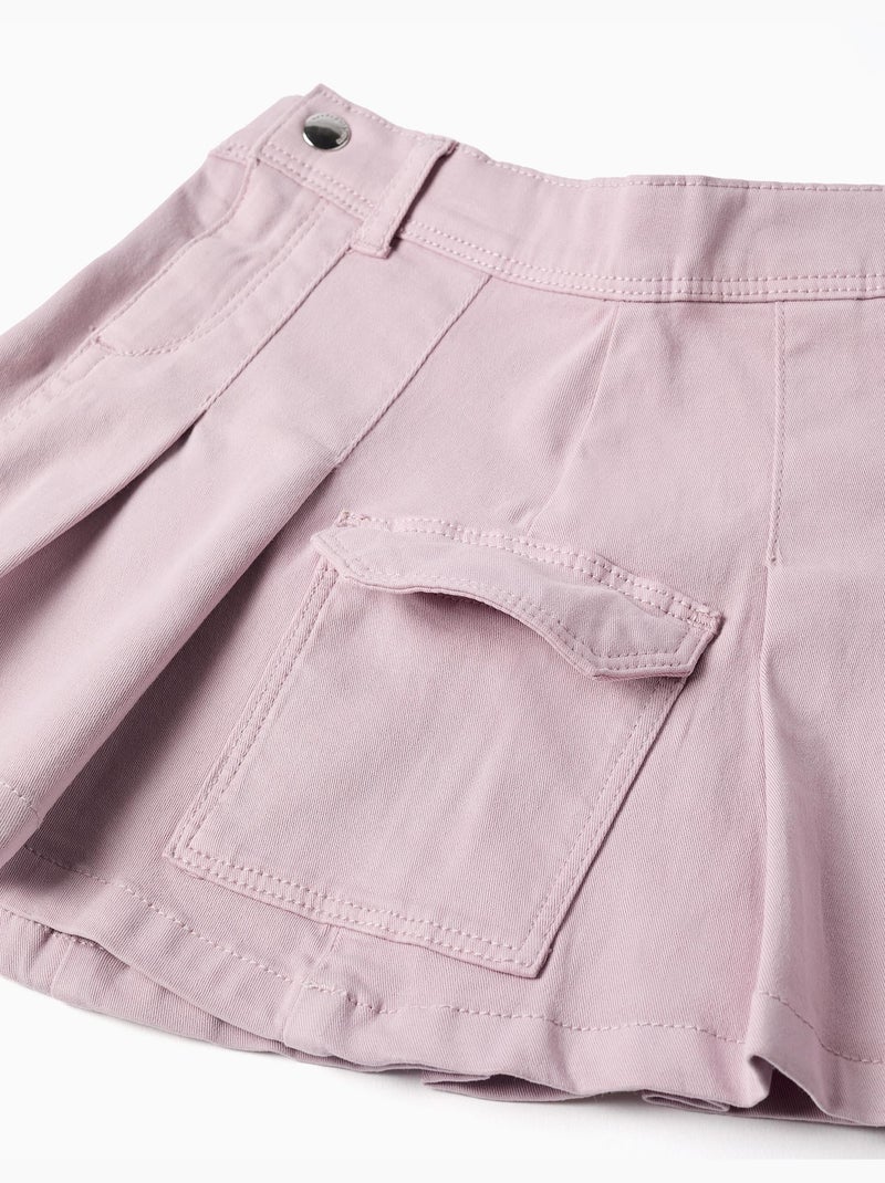 Twill rok met plooien en cargozakken Lila-mauve - Kiabi