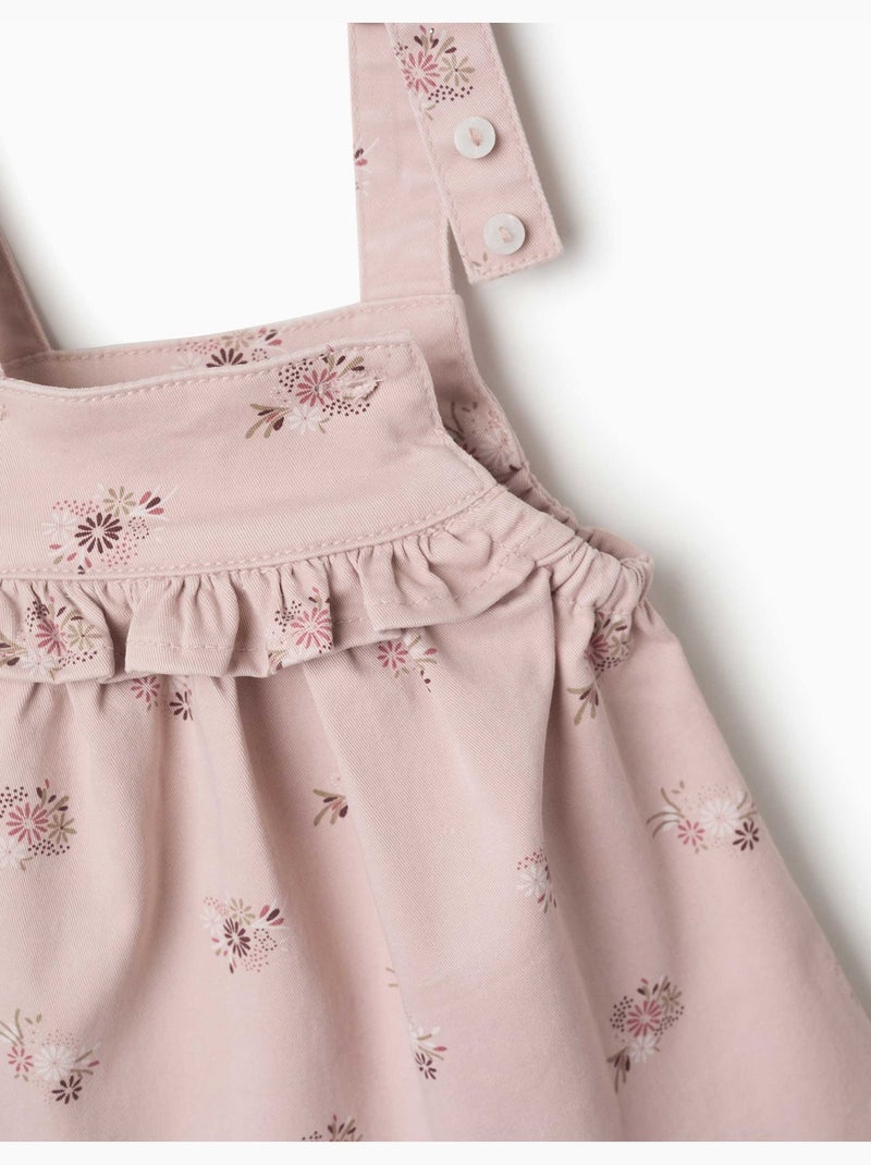Twill schortjurk met bloemenprint Lichtroze - Kiabi