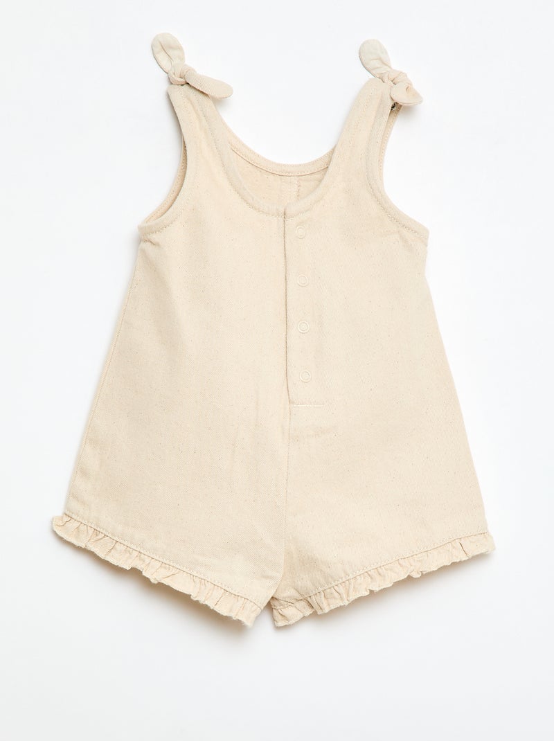 Twill short jumpsuit met bretellen Wit - Kiabi