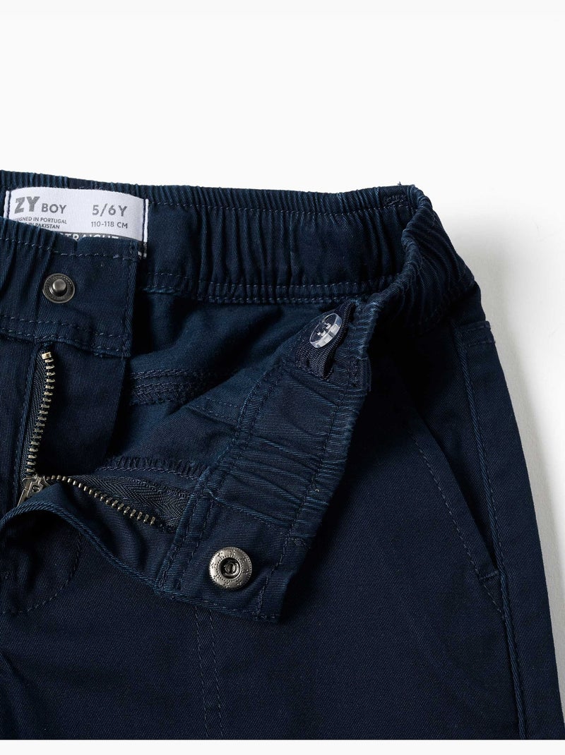 Twill timmermansbroek met elastische taille Donkerblauw - Kiabi