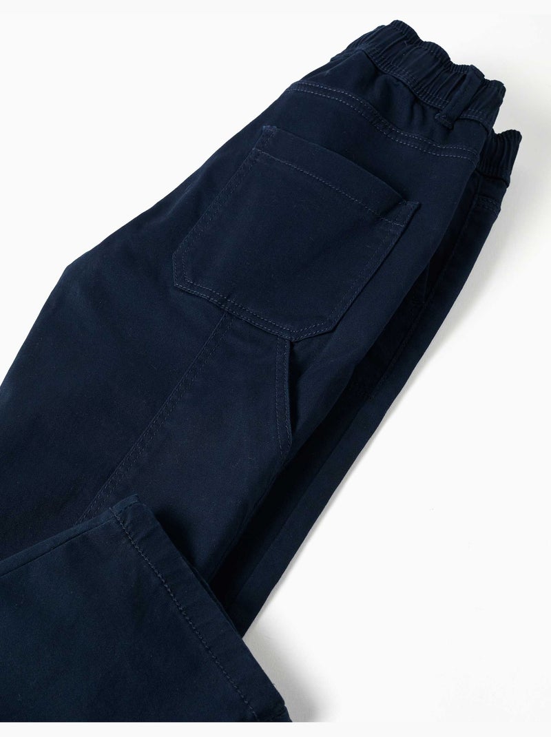 Twill timmermansbroek met elastische taille Donkerblauw - Kiabi