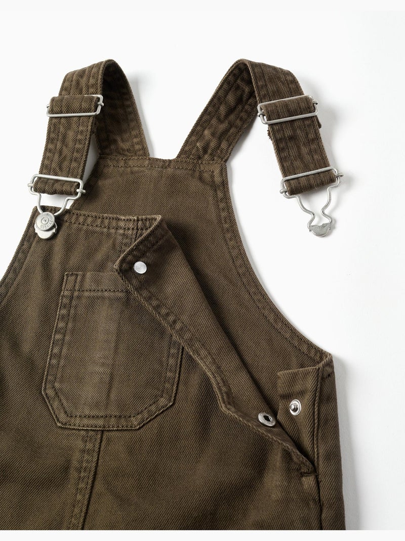 Twill tuinbroek met borstzak Donkergroen - Kiabi
